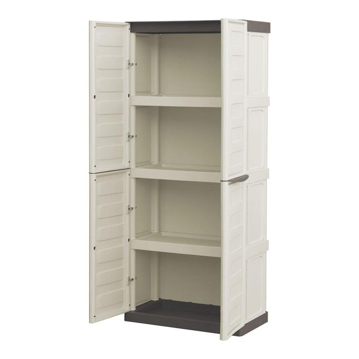 Armario alto línea spazio de polipropileno beige y marrón, 70 x 39 x 165 cm 1