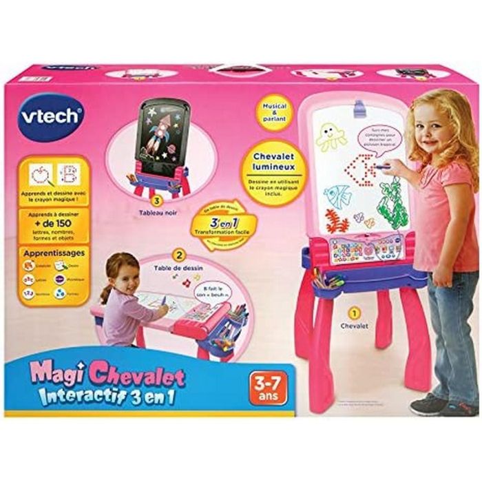 Pizarra Interactiva Vtech Magi chevalet interactif 3 en 1 rose (FR) 1