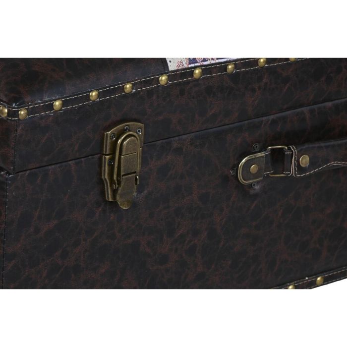 Juego de Baúles Home ESPRIT Marrón Multicolor Poliuretano Madera Vintage 70 x 40 x 45 cm (3 Unidades) 4 Juego de Baúles Home ESPRIT Marrón Multicolor Poliuretano Madera Vintage 70 x 40 x 45 cm (3 Unidades) 4