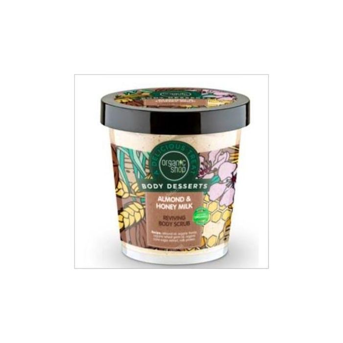ORGANIC SHOP Exfoliante Corporal Estimulante de Almendra, Leche y Miel 450ml para Piel Radiante