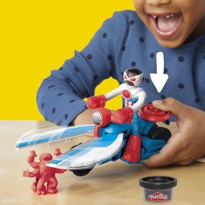 Play-Doh G0555 Set Moto Cortadora Capitán América Marvel Figura de Acción Flexible con Alas 2 en 1 y Molde para Niños +4 años 3