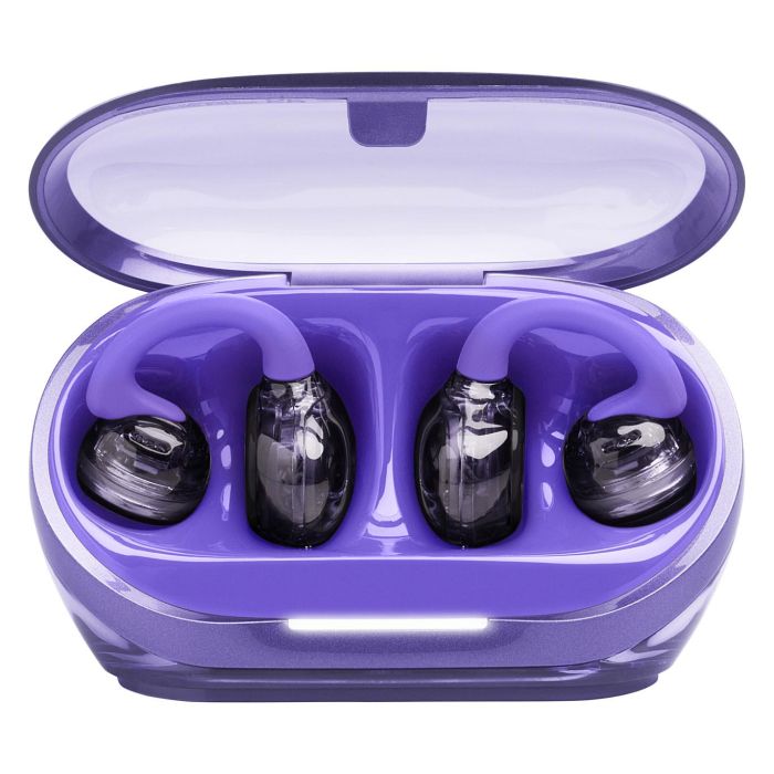 JBL Soundgear Clips TWS Auriculares Open-Ear Inalámbricos con Gancho, Bluetooth 5.4, IP54, Batería 32h, Color Ghost Purple