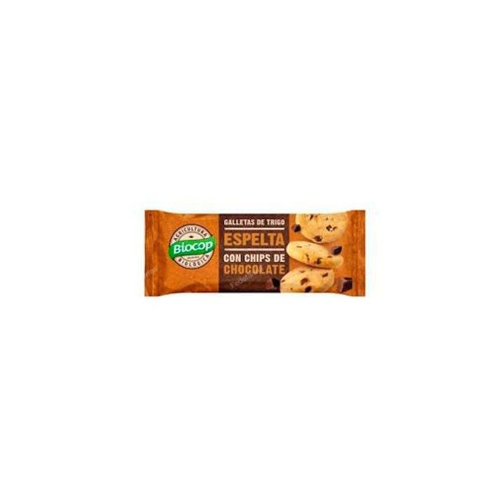 BIOCOP Galleta de Trigo Espelta con Chips de Chocolate Bio, Crujiente, 15 Paquetes x 32g - Formato para Llevar
