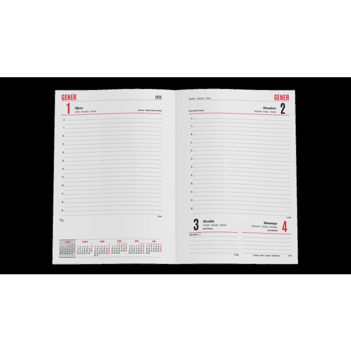 Ingraf 356421 Agenda 2026 París Día/Página 15x21 cm Negra Catalán Tapa Rígida Forrada Papel 80 grs