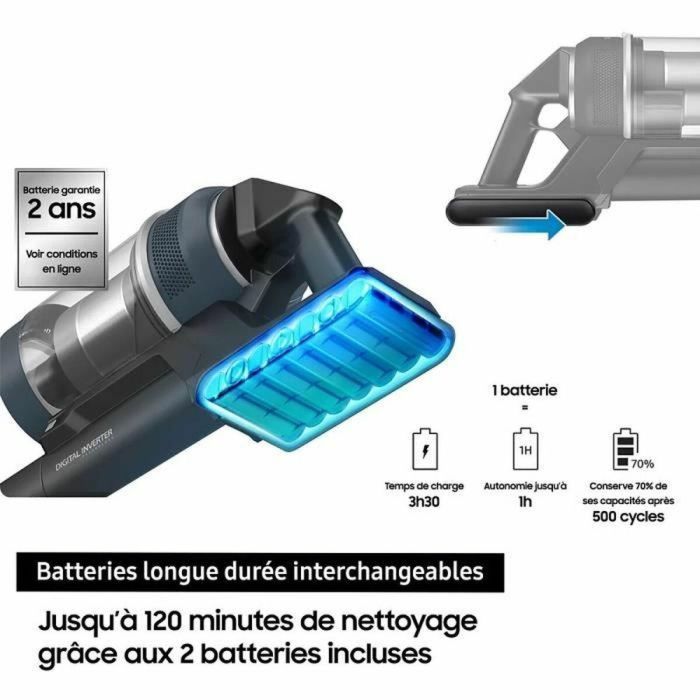 Aspiradora vertical Samsung Bespoke Jet Plus VS20B95B43N con estación de limpieza - Potencia de 210 AW - 2 baterías 2 Aspiradora vertical Samsung Bespoke Jet Plus VS20B95B43N con estación de limpieza - Potencia de 210 AW - 2 baterías 2