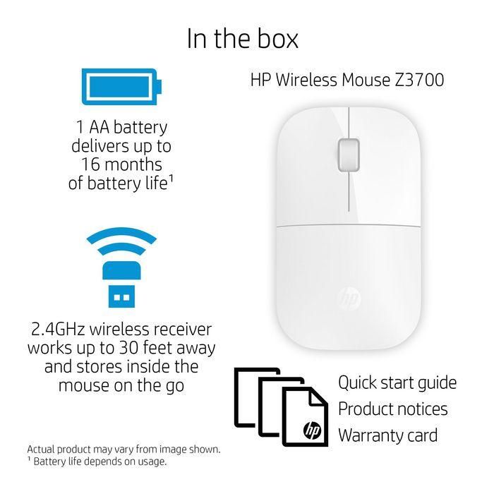 HP Z3700 Ratón Inalámbrico Portátil con Diseño Compacto y Elegante, Color Blizzard White 1 HP Z3700 Ratón Inalámbrico Portátil con Diseño Compacto y Elegante, Color Blizzard White 1