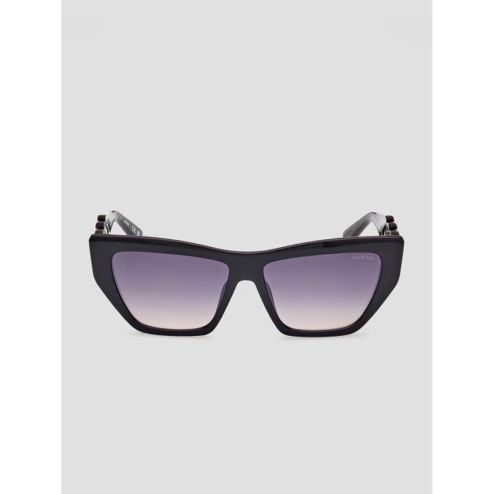 Guess GU00111 01B Gafas de Sol Mujer Cat-Eye Montura Inyectada Negra Brillante Cristales Gris Humo Degradado 56 mm 6