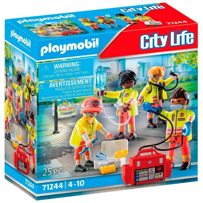 Playmobil 71244 Equipo de Rescate City Life con 4 paramédicos, desfibrilador, maletín médico y accesorios, juguete para niños +4 años 0 Playmobil 71244 Equipo de Rescate City Life con 4 paramédicos, desfibrilador, maletín médico y accesorios, juguete para niños +4 años 0