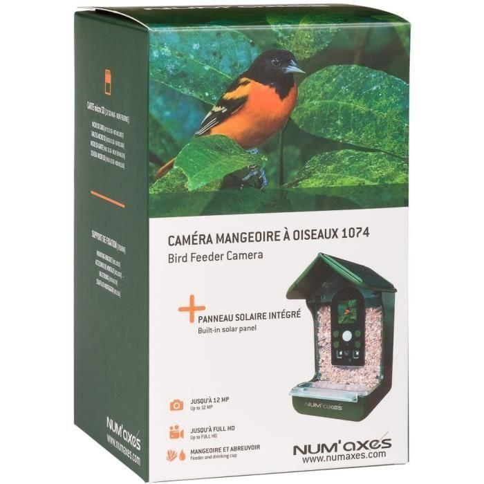 Comedero/bebedero para pájaros con cámara integrada - NUM'AXES - CAM1074 - 120° - Verde 3 Comedero/bebedero para pájaros con cámara integrada - NUM'AXES - CAM1074 - 120° - Verde 3