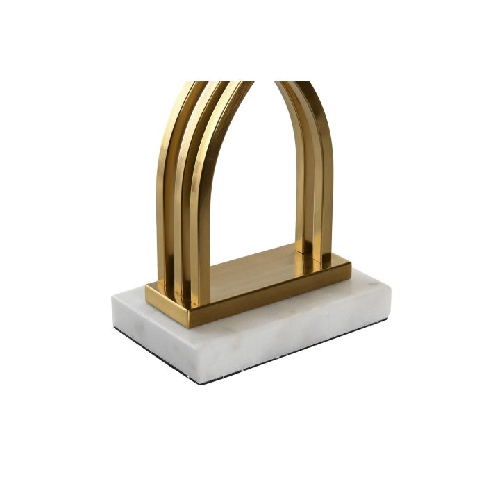 DKD Home Decor Lampara Sobremesa Dorado Blanco Metal Marmol Lino E27 23 x 79 x 40 cm 1