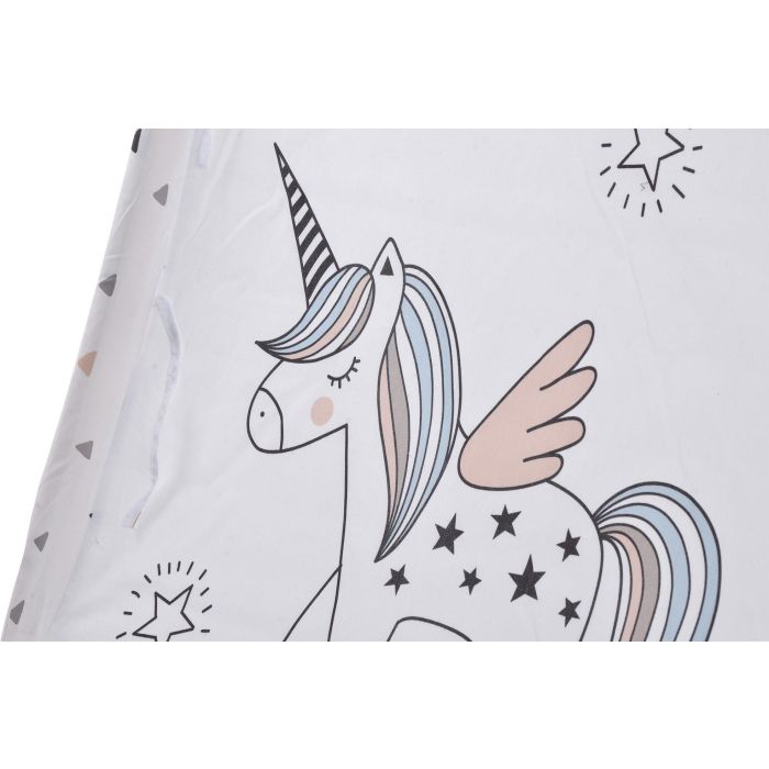 DKD Home Decor Tipi Infantil 110 x 106 x 110 cm Algodon y Madera con Estampado de Unicornio 1