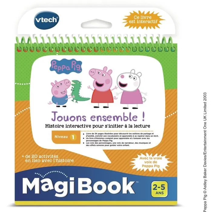 VTECH Libro Interactivo Magibook Peppa Pig Juguemos Juntos Francés 2-5 Años 1