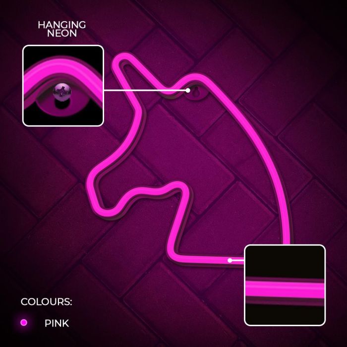 Forever Lampara Neon LED Unicornio Rosa - Iluminación Decorativa, Tecnología LED Eficiente, USB o Pilas AA, Ideal para Hogar o Negocios 6 Forever Lampara Neon LED Unicornio Rosa - Iluminación Decorativa, Tecnología LED Eficiente, USB o Pilas AA, Ideal para Hogar o Negocios 6