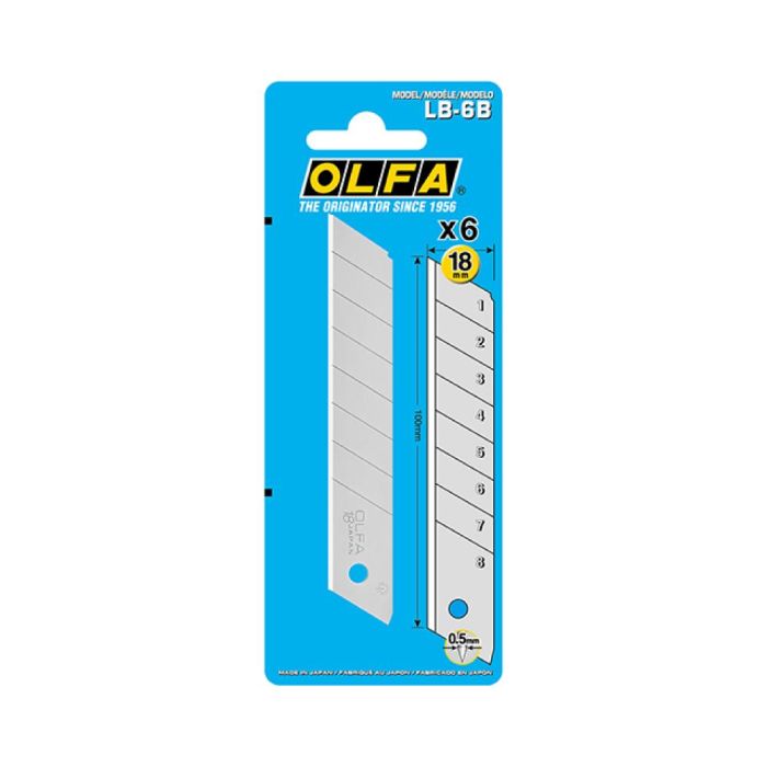 Juego de 6 cuchillas lb-6b troceables plateadas 18 mm 1