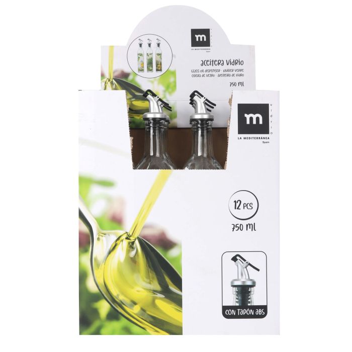 Aceitera de vidrio 750 ml con tapón ABS Anna (12 Unidades) 1 Aceitera de vidrio 750 ml con tapón ABS Anna (12 Unidades) 1