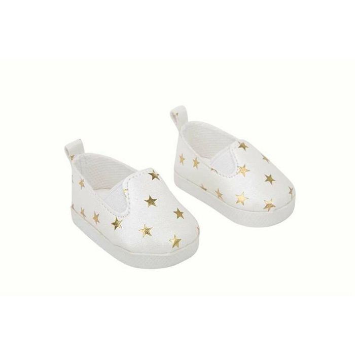 Set zapatos blanco con estrellitas para muñecos de 45 cm