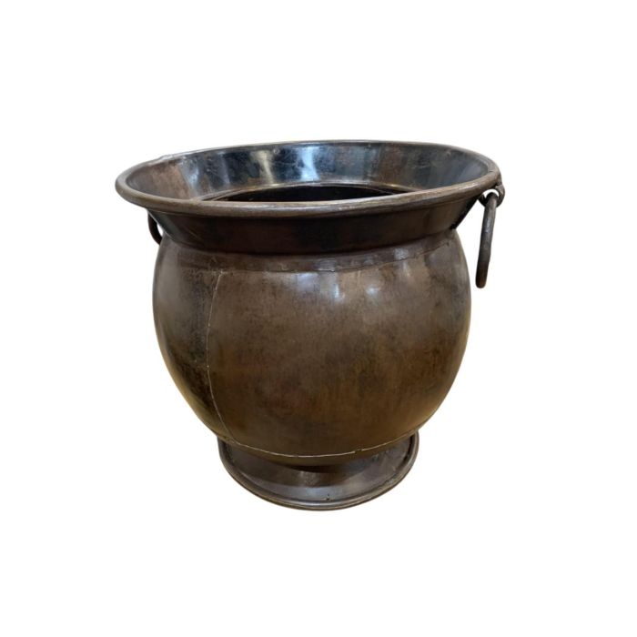 DKD Home Decor Ánfora Decorativa de Hierro Marrón Patinada con Efecto Óxido, Colección Anforas 24 Item Home, 46x46x44 cm