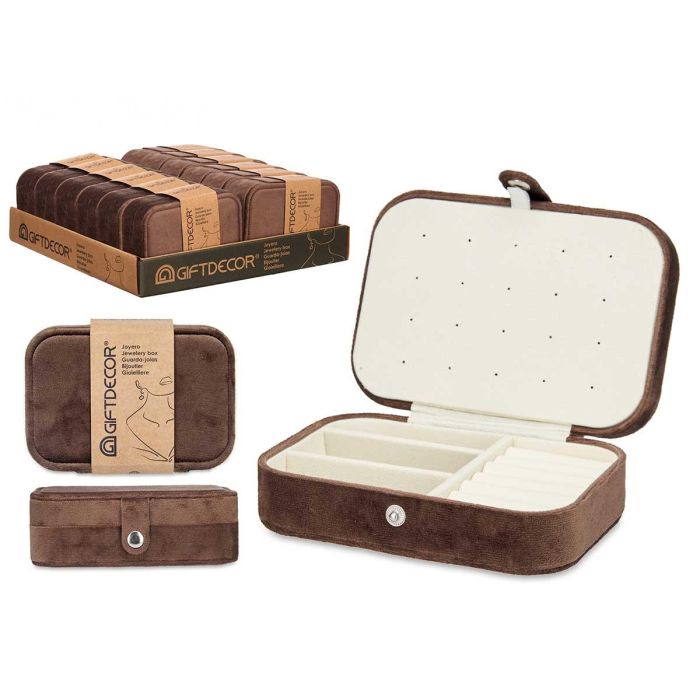 Joyero Rectangular Marrón Giftdecor 16x6x11 cm - Terciopelo (12 Unidades) Joyero Rectangular Marrón Giftdecor 16x6x11 cm - Terciopelo (12 Unidades)