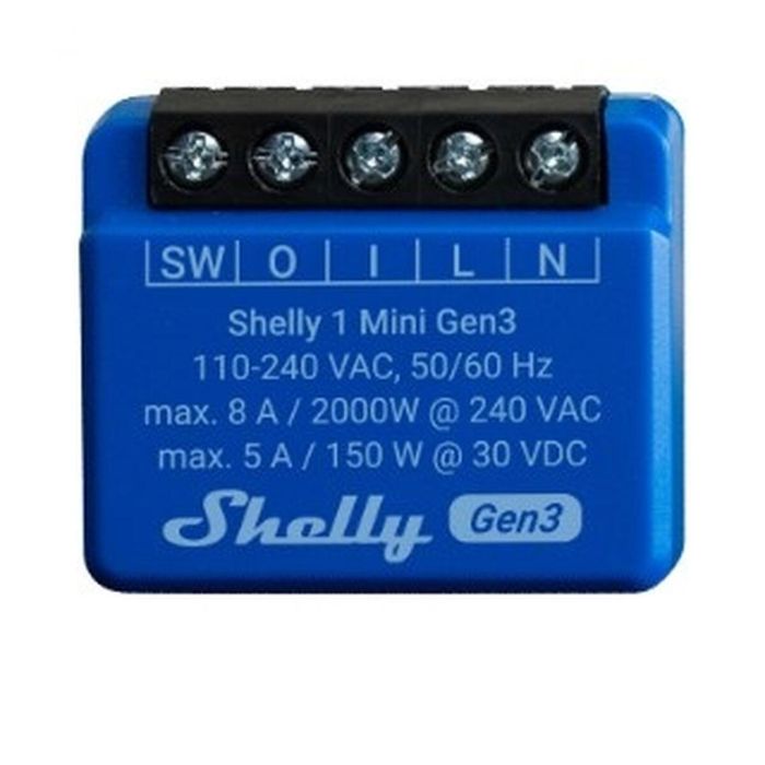 Shelly 1 Mini Gen. 3 WLAN BT Relais 8A 1 Kanal Unterputz Interruptor Inteligente 16