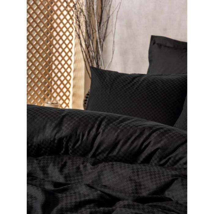 ASI8684282420804 Juego de Cama: 1 Funda Nórdica 220x240 cm y 2 Fundas de Almohada 60x60 cm, 100% Algodón Negro 1