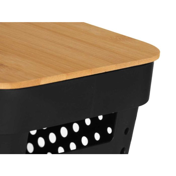 Caja Multiusos Perforada Tapa Bambu Peq Negra 12Cm Kinvara (8 Unidades) 3 Caja Multiusos Perforada Tapa Bambu Peq Negra 12Cm Kinvara (8 Unidades) 3