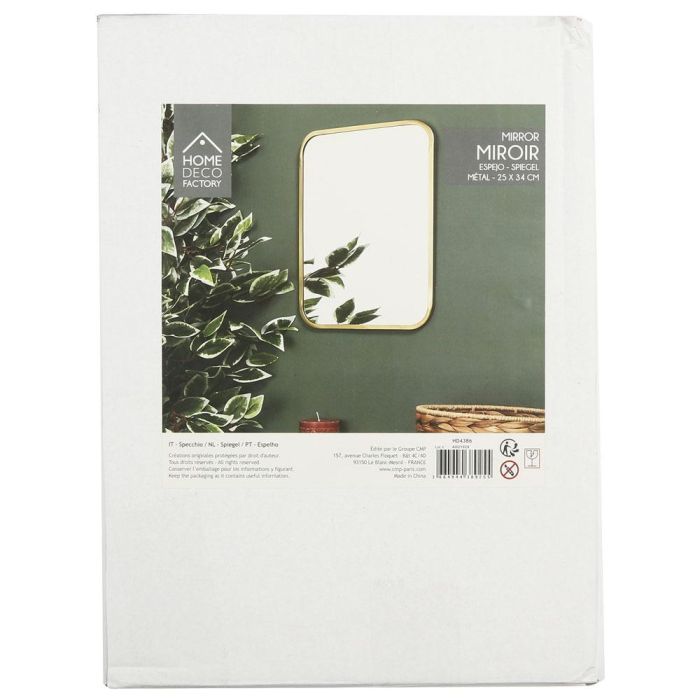 Home Deco Factory Espejo Rectangular Dorado 34x25 cm 1