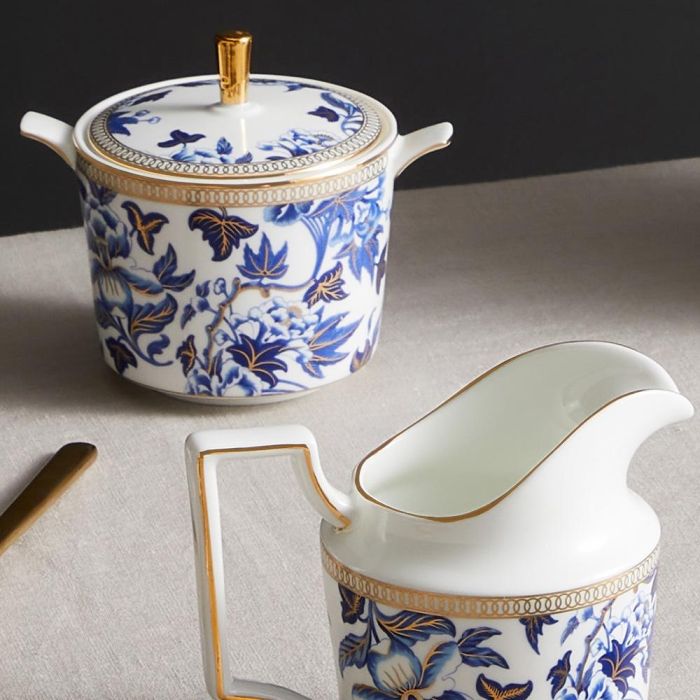 Wedgwood Azucarero Con Tapa Hibiscus 8 cm Con Franjas de Oro de 22 Quilates Apto Para Lavavajillas 1