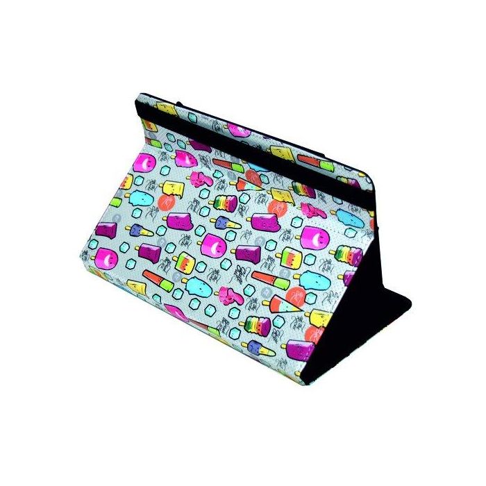 Funda Tablet Silver Ht Estampada Universal 9 -11 Cool Ice Pop Metal Blanco Puntos Azules
