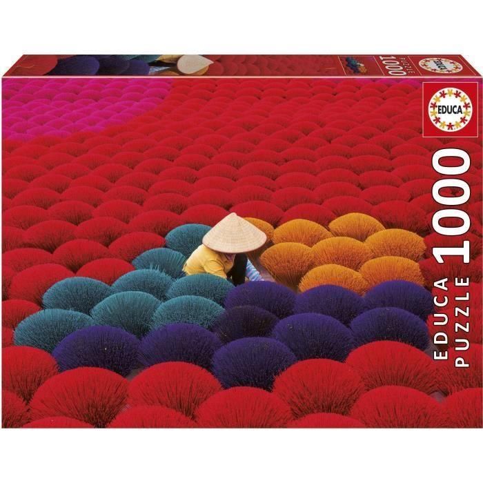 Educa Puzzle 1000 piezas Aldea del Incienso, Vietnam - Incluye cola especial FIX PUZZLE