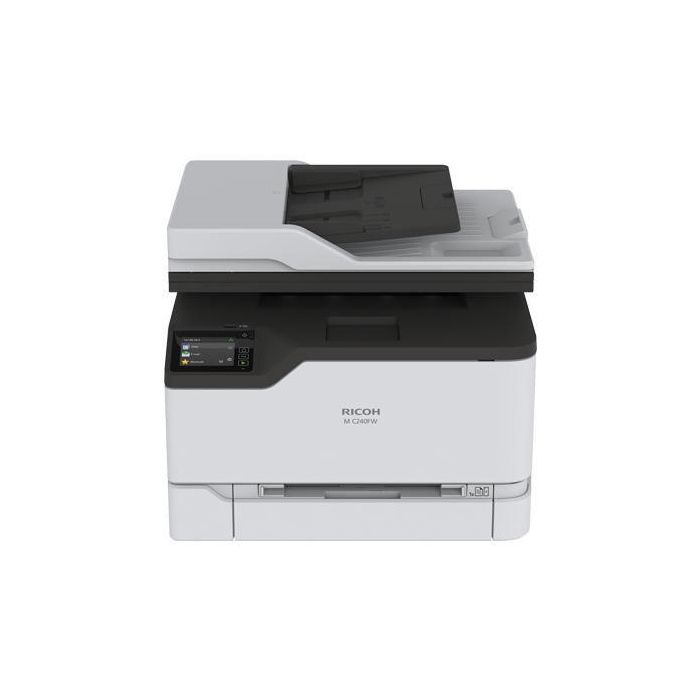 Ricoh M C240FW Impresora Multifunción Color 4-en-1 Compacta 24ppm, 2400x600 dpi, Wi-Fi, Ethernet, USB, Dúplex, ADF Ricoh M C240FW Impresora Multifunción Color 4-en-1 Compacta 24ppm, 2400x600 dpi, Wi-Fi, Ethernet, USB, Dúplex, ADF