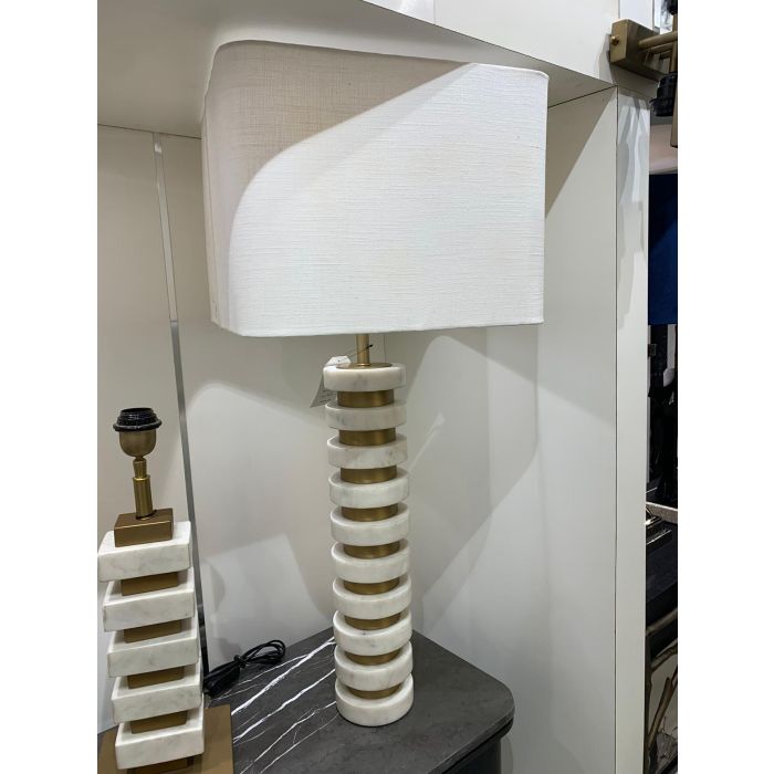 DKD Home Decor 1c25 Lámpara de Sobremesa Colección India Item Home, de Acero y Mármol Dorado Beige, Bombilla E27, 50W, 98 cm Alto 1