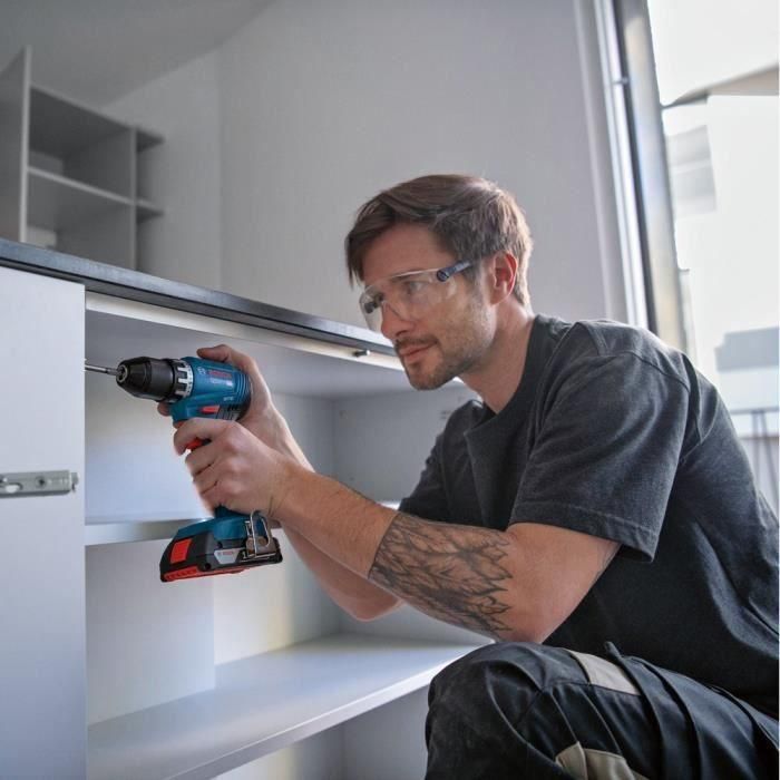 Bosch Professional GSR 18 V Drill Trilling + 2 baterías 2.0AH + Cargador + 82 piezas, en L Case 3