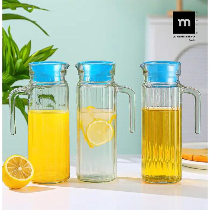 Inde Jarra de Vidrio Transparente con Tapa 1 Litro - La Mediterrán (12 x 8.2 x 23.5 cm) (12 Unidades) 2