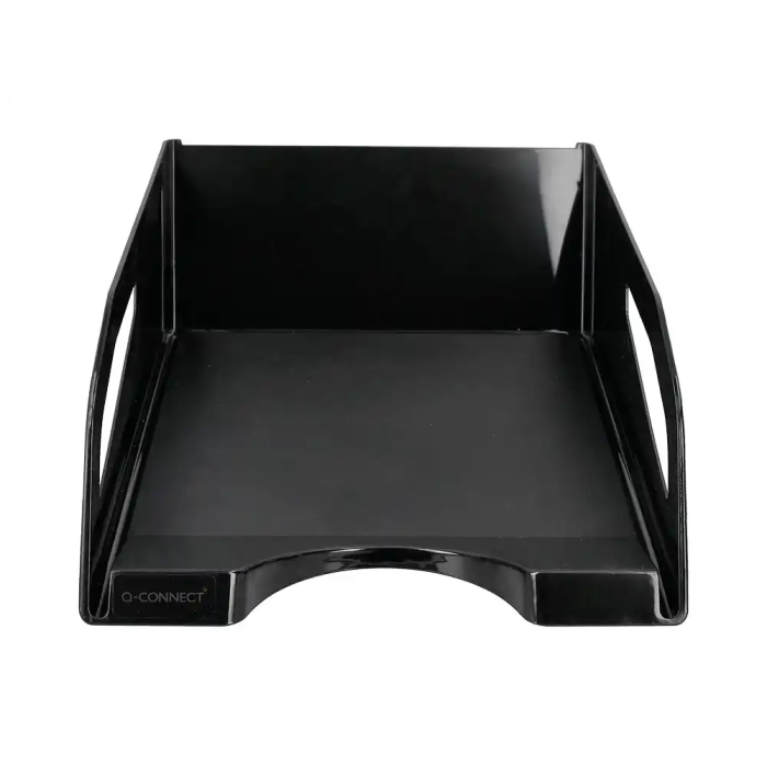 Q-connect Bandeja sobremesa plástico gran capacidad con asa negro opaco 386x270x115mm 3