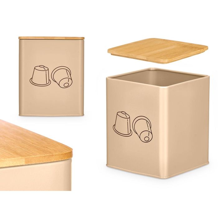 Tarro Cuadrado Tapa Bambu Portacapsulas Beige Kinvara 13x16x13cm (Set de 12) 0 Tarro Cuadrado Tapa Bambu Portacapsulas Beige Kinvara 13x16x13cm (Set de 12) 0