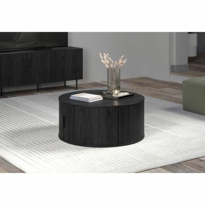 Trendteam RON234311432 Mesa de centro redonda MDF negra Essential Diámetro 80 cm Altura 36 cm 5