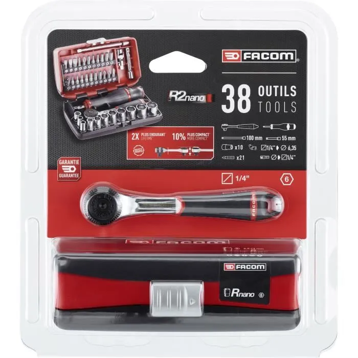 Facom Toma Métrica 1/4 6 Puntos Kit de Vasos y Puntas con Trinquete R.161 3