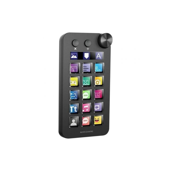 Mars Gaming MSD-NEO Control Deck para Streamers y Productividad - 15 Teclas LCD, Rueda, 2 Botones, Pantalla, Negro