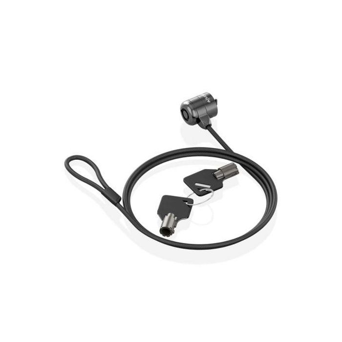 AISENS - CABLE DE SEGURIDAD CON CERRADURA DE LLAVE PARA ORDENADOR, MONITOR, PORTATIL 1.5M 1