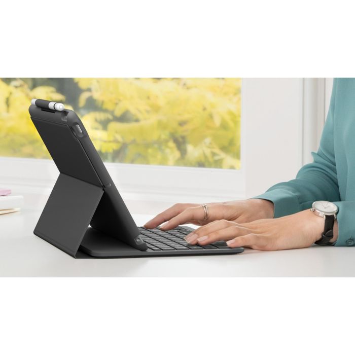Logitech Slim Folio Teclado Bluetooth y Funda Protectora para iPad 7.ª/8.ª Generación QWERTZ Gris 5 Logitech Slim Folio Teclado Bluetooth y Funda Protectora para iPad 7.ª/8.ª Generación QWERTZ Gris 5