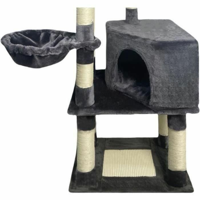 SWIFTY Árbol para gatos - 55 x 40 x 138 cm - Gris oscuro - 3 plataformas, 1 percha, 1 nicho, postes rascadores 2