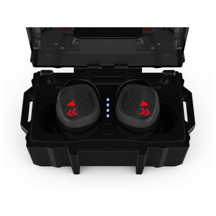 Perfectpro H-10 Orejeras de Protección Auditiva para Construcción, Inalámbrico Bluetooth, 29 dB SNR, Resistente al Agua IPX5, Negro/Rojo