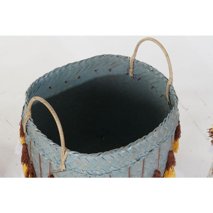 DKD Home Decor Cesta Balines Multicolor Bambú Set de 3 Piezas 46 x 57 x 46 cm con Flecos 1