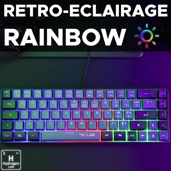 Teclado Gaming - THE G-LAB - KEYZ-HYDRO-GRB/FR - 60% Membrana 2 colores Gris + Teclas Negras 3