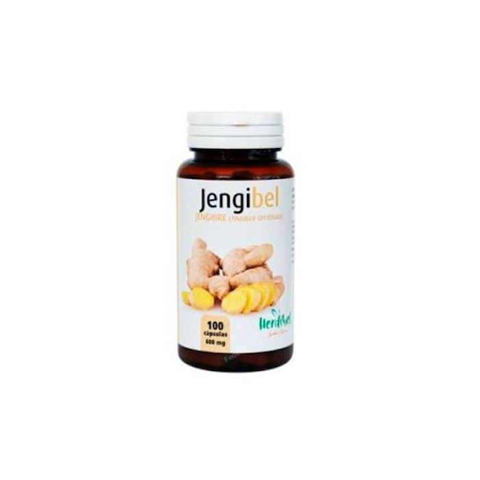 HERDIBEL Jengibre en polvo y extracto seco, complemento alimenticio, 100 cápsulas