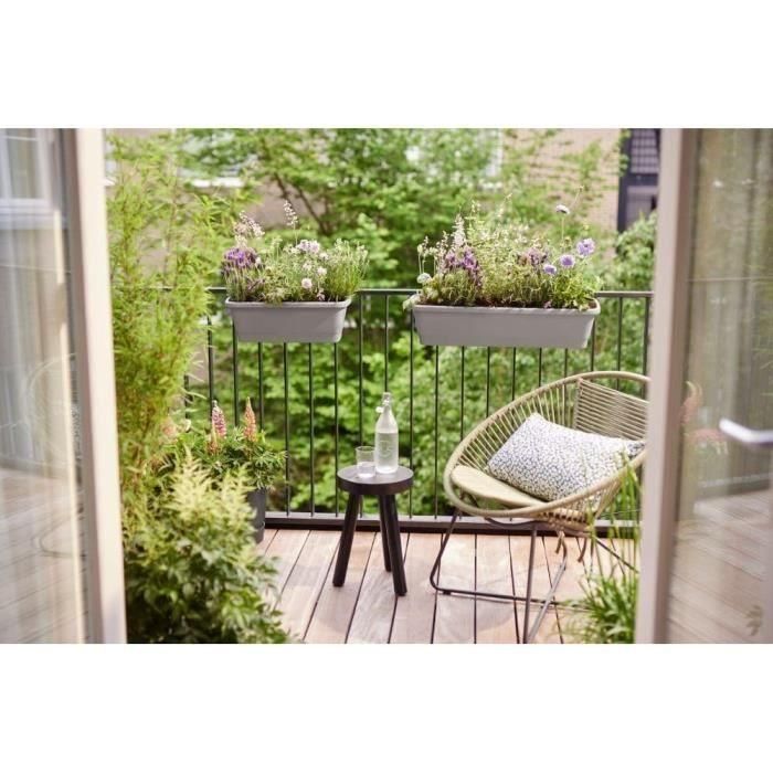 Elho ELH8711904518851 Balconiere Noa XL Gris 78x20x18 cm, Macetero de Balcón Exterior 100% Reciclado 4