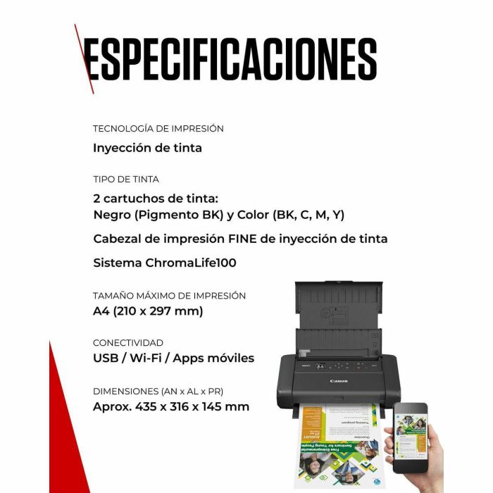 Canon MAXIFY BX110 Impresora Inyeccion Tinta Portatil con Bateria Carga Wi-Fi USB-C AirPrint 2 Canon MAXIFY BX110 Impresora Inyeccion Tinta Portatil con Bateria Carga Wi-Fi USB-C AirPrint 2