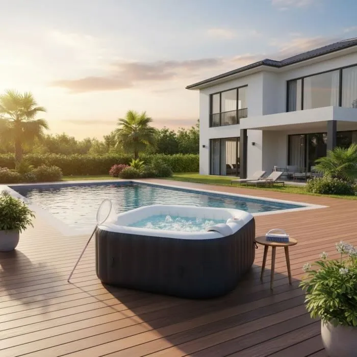 Sunspa SUN3760342641268 Kit Spa Hinchable Cuadrado 4 Plazas con 2 Reposacabezas, Filtro, Red, Cepillo, Colchoneta y Funda 2 Sunspa SUN3760342641268 Kit Spa Hinchable Cuadrado 4 Plazas con 2 Reposacabezas, Filtro, Red, Cepillo, Colchoneta y Funda 2