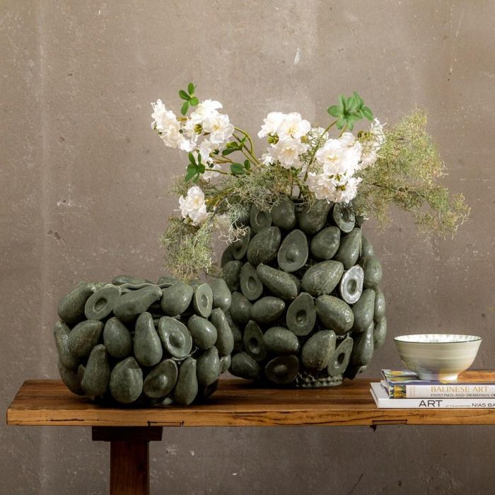 Jarrón Verde Cerámica Decoración 31,50 X 31,50 X 23 cm