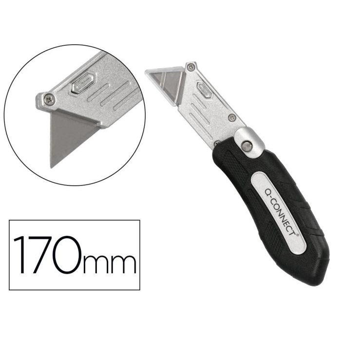 Cuter Q-Connect Metalico Ancho Plegable Con Mango Antideslizante Cuchilla 19 mm Xd-925 Conclip Blister 1 Unidad